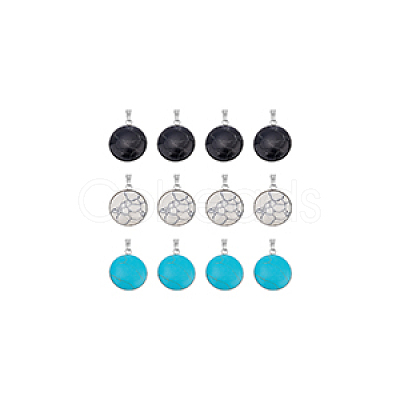 12Pcs 3 Colors Synthetic Turquoise Pendants STAS-UN0039-61-1