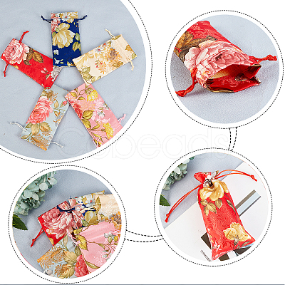 10Pcs 5 Colors Silk Pouches ABAG-GA0001-09-1