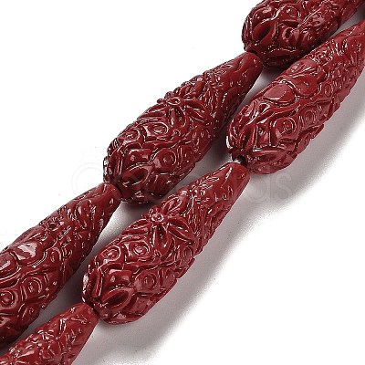 Synthetic Coral Carved Beads Strands CORA-C003-09A-02-1