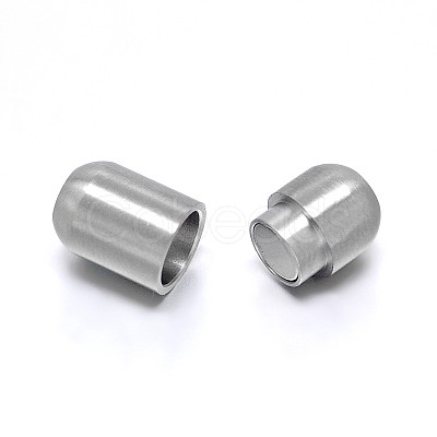 Tarnish Resistant Barrel 304 Stainless Steel Magnetic Clasps with Glue-in Ends STAS-D059-18B-1