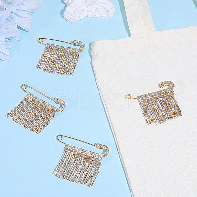 4Pcs Zinc Alloy & Crystal Rhinestone Tassel Brooch JEWB-PH0001-84G-1