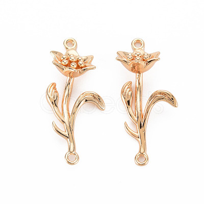 Brass Birth Flower Connector Charms KK-S364-236-1