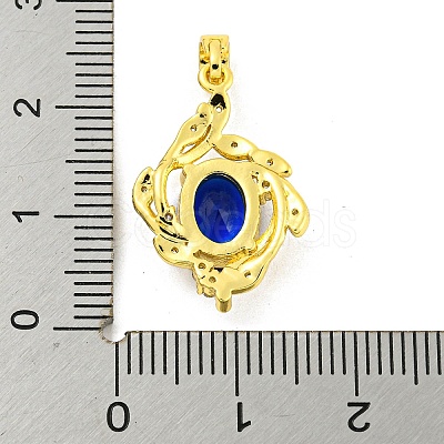 Brass Micro Pave Blue Cubic Zirconia Pendants KK-P263-06D-G-1