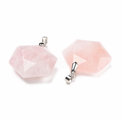 Natural Rose Quartz Pendants G-C241-02E-1