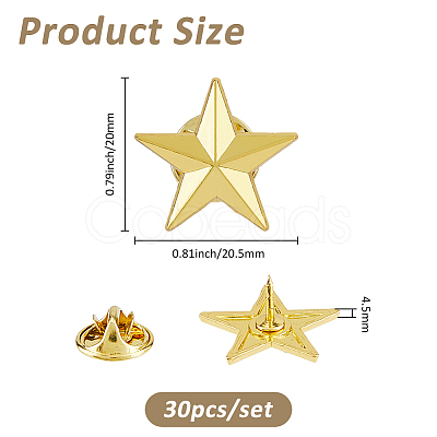 30Pcs Zinc Alloy Star Brooches FIND-FH0011-52G-1