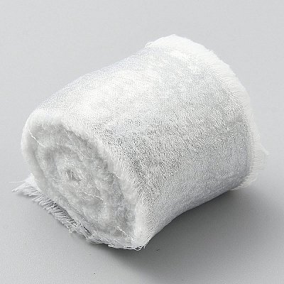 Hot Stamping Polyester Frayed Ribbons SRIB-WH0011-241A-1