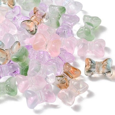 35Pcs Transparent Spray Painted Glass Beads GLAA-YW0001-64-1