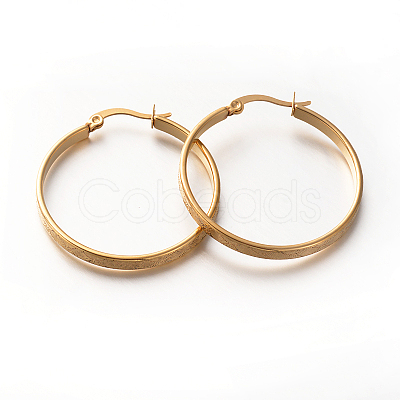 Lady's 304 Stainless Steel Hoop Earrings EJEW-N023-08E-1