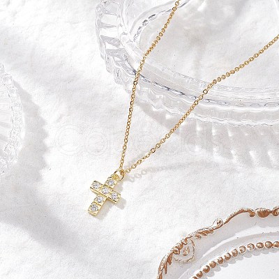 Brass Micro Pave Clear Cubic Zirconia Pendant Necklace NJEW-JN05390-03-1