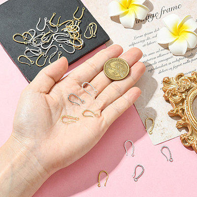 40Pcs 4 Colors Long-Lasting Plated Brass Ear Wire KK-SC0006-51-1