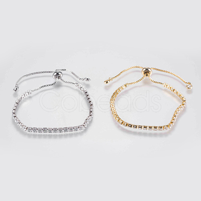 Adjustable Brass Micro Pave Cubic Zirconia Bracelets BJEW-G588-01-1