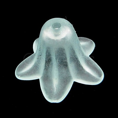 Light Cyan Frosted Transparent Acrylic Flower Beads X-PLF018-13-1