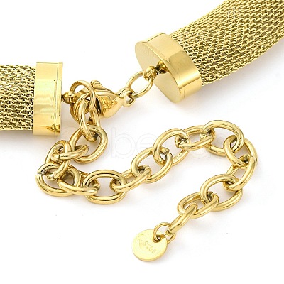 304 Stainless Steel Mesh Chain Choker Necklaces for Women NJEW-U012-03G-01-1