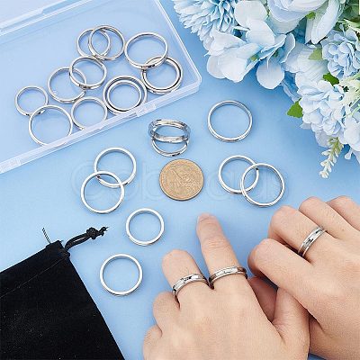 24Pcs 8 Size 201 Stainless Steel Grooved Finger Rings Set for Men Women RJEW-UN0002-40-1
