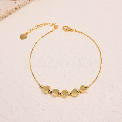 Elegant Brass Heart Beaded Anklets for Women SJ8004-1