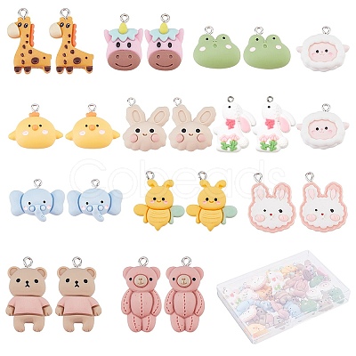 48Pcs 12 Styles Opaque Resin Pendants FIND-SC0003-24-1