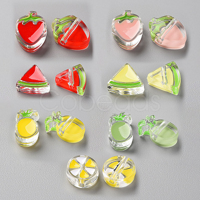 14Pcs 7 Style Transparent Enamel Acrylic Beads TACR-FS0001-18-1