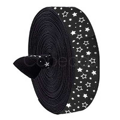 25 Yards Polyester Star Print Grosgrain Ribbon OCOR-PH0004-09-1
