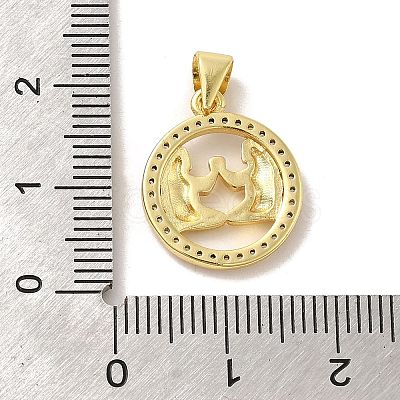 Zodiac Theme Brass Micro Pave Cubic Zirconia Pendants KK-M273-05E-G-1