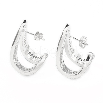 Clear Cubic Zirconia Triangle Stud Earrings EJEW-L231-74P-1