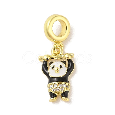 Rack Plating Brass Micro Pave Clear Cubic Zirconia Enamel European Dangle Charms KK-S380-27G-02-1