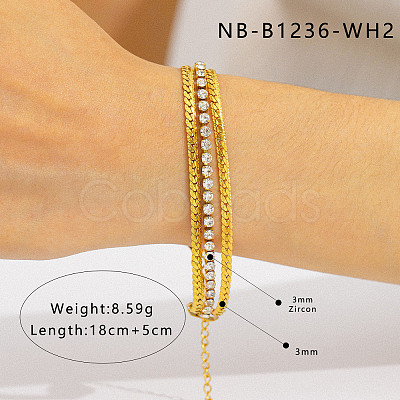 304 Stainless Steel Pave Cubic Zirconia Tennis Bracelets WG7D6AE-05-1