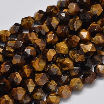 Faceted Natural Tiger Eye Beads Strands G-K066-01-8mm-1