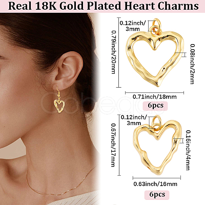 12Pcs 2 Styles Rack Plating Brass Pendants KK-BBC0024-10-1