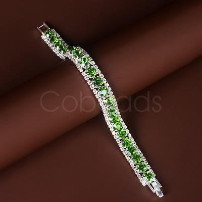 Square Alloy Rhinestone Cup Chain Bracelets for Women WG1D83C-10-1