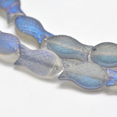 Frosted Electroplate Glass Fish Beads Strands X-EGLA-M001-D04-1