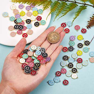 120Pcs 12 Colors Golden Plated Alloy Charms ENAM-SZ0001-64D-1