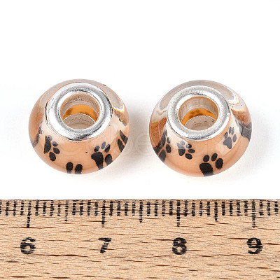 Large Hole Dog Paw Prints Pattern Resin European Beads OPDL-Q129-223A-1