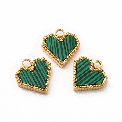 Synthetic Malachite Dyed Heart Charms STAS-A076-08G-1
