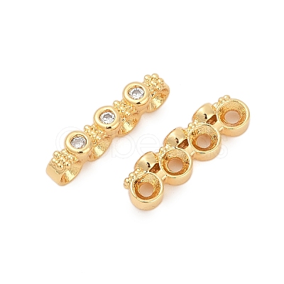 Brass Micro Pave Clear Cubic Zirconia Spacer Bars KK-P302-26G-1