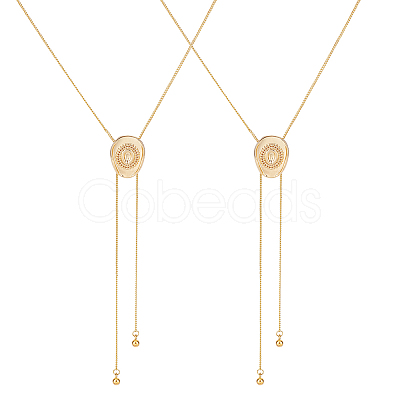2Pcs Adjustable Brass Curb Chains Cowboy Hat Sweater Lariat Necklaces NJEW-UN0001-78G-1