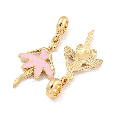 Rack Plating Alloy Enamel Ballet Dancer European Dangle Charms FIND-B034-46G-1