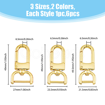 6Pcs 6 Styles Zinc Alloy Swivel Clasps FIND-HY0003-15-1