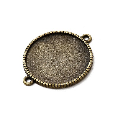 Tibetan Style Alloy Flat Round Cabochon Connector Settings X-TIBE-Q038-001G-AB-NR-1