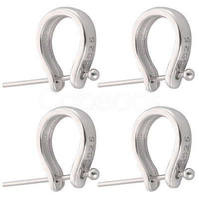 Anti-Tarnish 4Pcs 925 Sterling Silver Teardrop Pendant Bails with Ball Head Pins STER-BBC0001-92-1