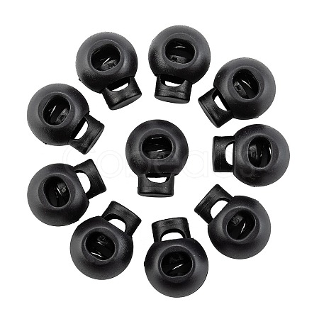 1-Hole Dyed Iron Spring Loaded Eco-Friendly Plastic Round Buckle Cord Toggle Lock Beans Stoppers for Sportwear Luggage Backpack Straps X-FIND-E004-60B-18mm-1