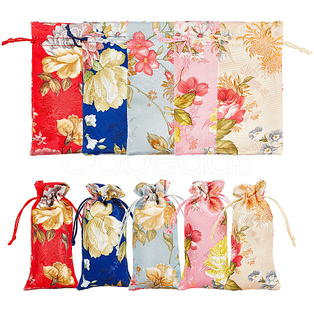 10Pcs 5 Colors Silk Pouches ABAG-GA0001-09-1