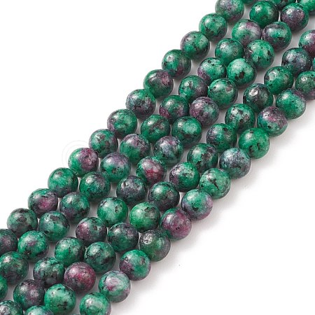 Round Dyed Natural Gemstone Bead Strands G-R345-6mm-15-1