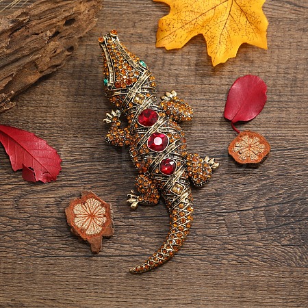 Crocodile Rhinestone Brooch Pin PW-WGA1EFD-01-1