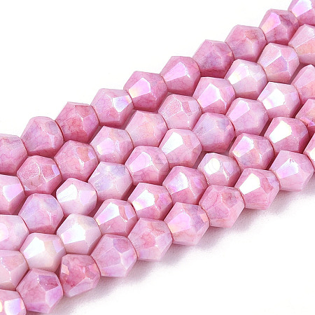 Anti-Tarnish Electroplate Bicone Glass Beads Strands LS-EGLA-T021-4mm-16-04-1