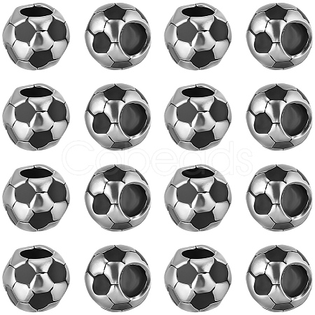 30Pcs Large Hole FootBall/Soccer Ball Alloy Enamel European Beads MPDL-SC0001-12-1