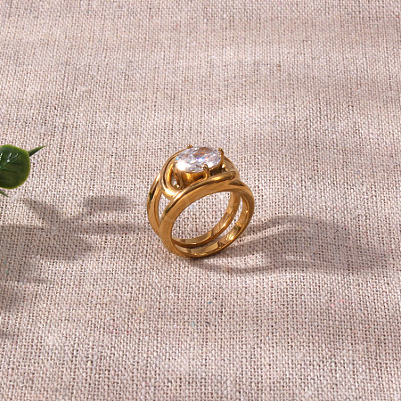 Stainless Steel & Cubic Zirconia Finger Rings FS-WG8A7D9-01-1
