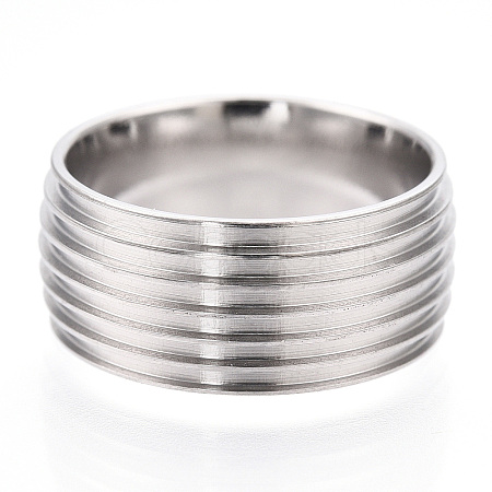 201 Stainless Steel Grooved Finger Ring Settings STAS-WH0047-10S-1