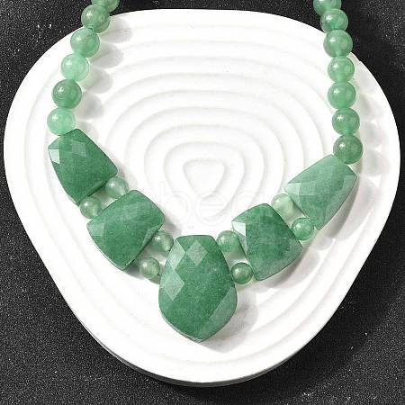 Natural Green Aventurine Faceted Bib Graduated Beaded Necklaces for Women NJEW-B128-01K-1