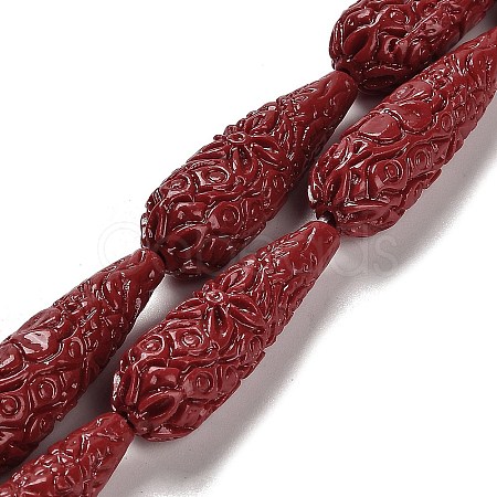 Synthetic Coral Carved Beads Strands CORA-C003-09A-02-1