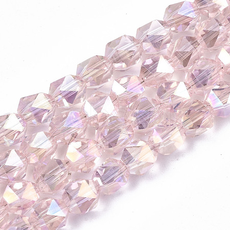 Electroplate Transparent Glass Beads Strands EGLA-T019-06N-1